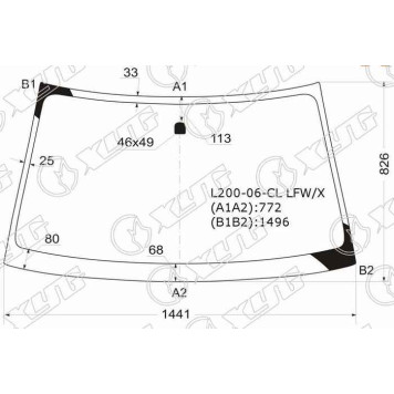 Стекло лобовое в клей без полосы MITSUBISHI L200 06-15 / PAJERO / MONTERO SPORT 08-15 <b>XYG L200-06-CL LFW/X</b>