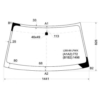 Стекло лобовое в клей MITSUBISHI TRITON / L200 06- / PAJERO / MONTERO SPORT 08- <b>XYG L200-06 LFW/X</b>