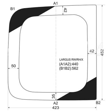 Стекло заднее (распашной двери) правое LADA LARGUS 12- <b>XYG LARGUS RW/RH/X</b>