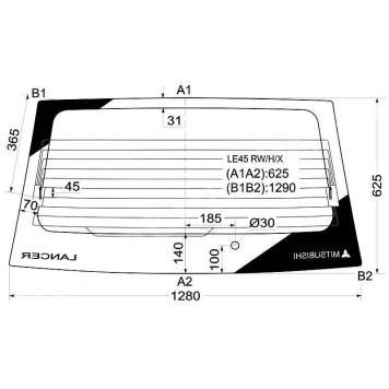 Стекло заднее с обогревом MITSUBISHI LIBERO / LANCER 5D WGN 91-00 <b>XYG LE45 RW/H/X</b>