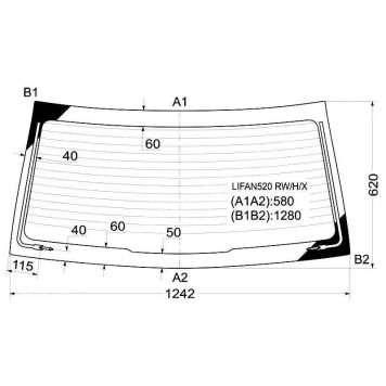 Стекло заднее с обогревом CHONG QING LIFAN (Breez) LF7160 520 SED / 2007- <b>XYG LIFAN520 RW/H/X</b>