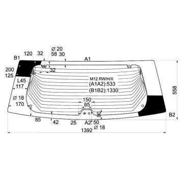 Стекло заднее (крышка багажника) с обогревом NISSAN PRAIRIE / LIBERTY 98-05 <b>XYG M12 RW/H/X</b>