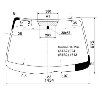 Стекло лобовое в клей MAZDA ATENZA 02-07 4 / 5D HBK / WGN <b>XYG MAZDA6-R LFW/X</b>