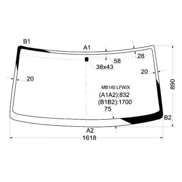 Стекло лобовое в клей ISTANA MERCEDES BENZ MB140 VAN 1996- <b>XYG MB140 LFW/X</b>