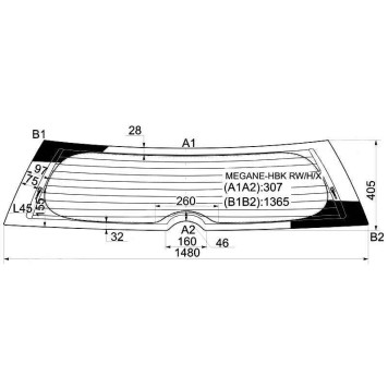 Стекло заднее (крышка багажника) с обогревом RENAULT MEGANE II Sport HBK 2002- <b>XYG MEGANE-HBK RW/H/X</b>
