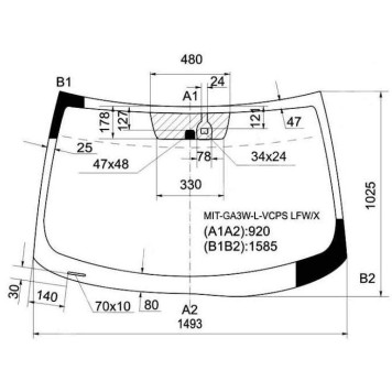 Стекло лобовое в клей MITSUBISHI ASX / RVR 5D CROSSOVER 2010- <b>XYG MIT-GA3W-L-VCPS LFW/X</b>