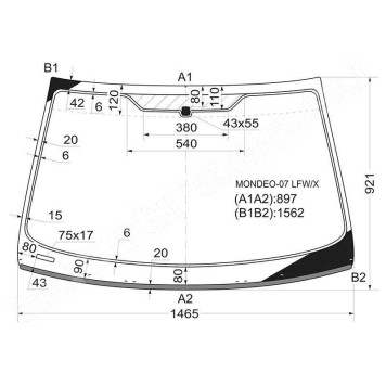 Стекло лобовое в клей FORD MONDEO 07- 4 / 5D HBK / WGN <b>XYG MONDEO-07 LFW/X</b>