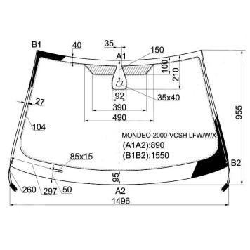 Стекло лобовое с полным обогревом +дд в клей FORD MONDEO 4 / 5D 00-07 <b>XYG MONDEO-2000-VCSH LFW/W/X</b>