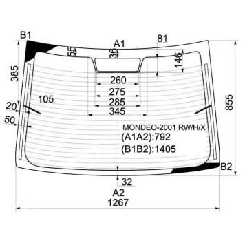 Стекло заднее с обогревом FORD MONDEO 4D SEDAN 2000- <b>XYG MONDEO-2001 RW/H/X</b>