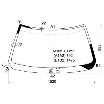 Стекло лобовое в клей TOYOTA CROWN HARDTOP 4D 1987- <b>XYG MS131H LFW/X</b>