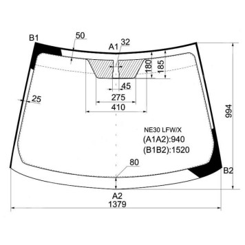 Стекло лобовое в клей TOYOTA AURIS / BLADE NE30 5D HBK 2007- <b>XYG NE30 LFW/X</b>