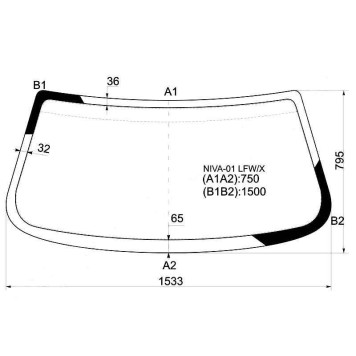 Стекло лобовое в клей CHEVROLET NIVA 2001- <b>XYG NIVA-01 LFW/X</b>