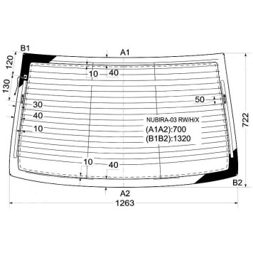 Стекло заднее с обогревом DAEWOO NUBIRA / CHEVROLET LACETTI 4D SEDAN 2003- <b>XYG NUBIRA-03 RW/H/X</b>