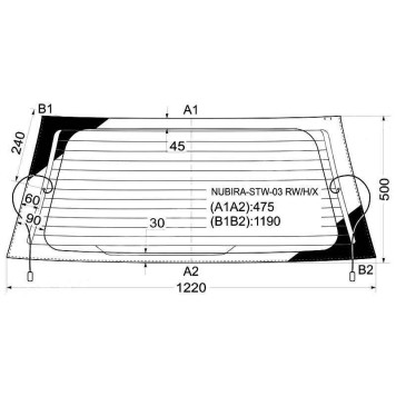 Стекло заднее (крышка багажника) с обогревом DAEWOO NUBIRA / LACETTI 5D WGN 2003- <b>XYG NUBIRA-STW-03 RW/H/X</b>