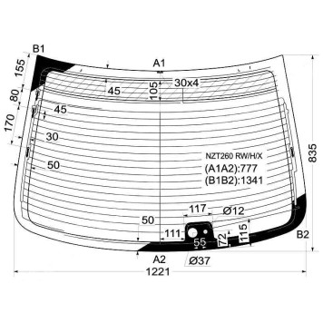 Стекло заднее с обогревом TOYOTA PREMIO / ALLION 07- <b>XYG NZT260 RW/H/X</b>