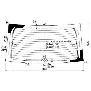 Стекло заднее (крышка багажника) с обогревом SKODA OCTAVIA II 04- 5D WGN <b>XYG OCTAVIA-04-STW RW/H/X</b>
