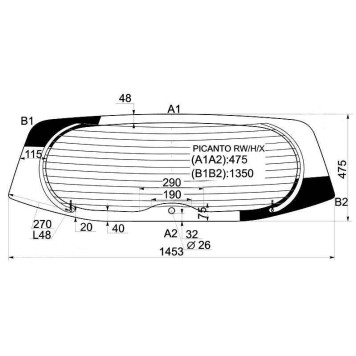 Стекло заднее с обогревом (отв.) KIA PICANTO 5D HBK 04-10 <b>XYG PICANTO RW/H/X</b>