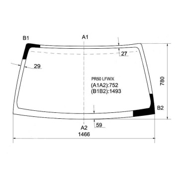 Стекло лобовое в клей NISSAN TERRANO / PATHFINDER 95-02 / INFINITI QX4 97-04 <b>XYG PR50 LFW/X</b>