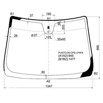 Стекло лобовое в клей FIAT GRANDE PUNTO 05- 3 / 5D <b>XYG PUNTO-05-CPS LFW/X</b>