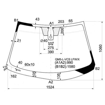 Стекло лобовое в клей RENAULT KOLEOS 2008- <b>XYG QM5-L-VCS LFW/X</b>