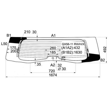 Стекло заднее (Цвет зеленый / Обогрев) Infiniti QX56 10-13 / QX80 13-20 <b>XYG QX56-11 RW/H/X</b>