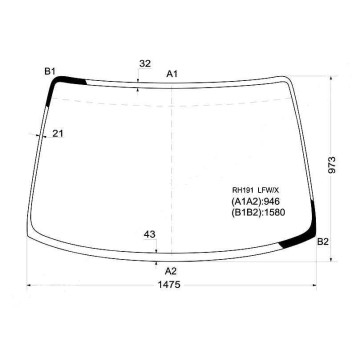 Стекло лобовое в клей TOYOTA HIACE REGIUS / TOURING HIACE 97- <b>XYG RH191 LFW/X</b>