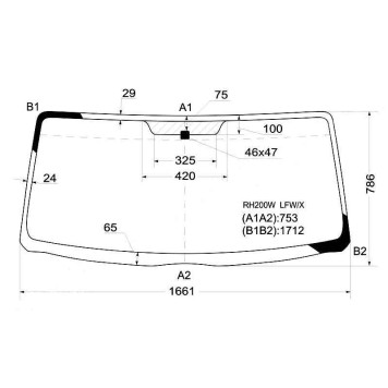 Стекло лобовое в клей TOYOTA HIACE ( широкая кабина) #H20# 05- <b>XYG RH200W LFW/X</b>