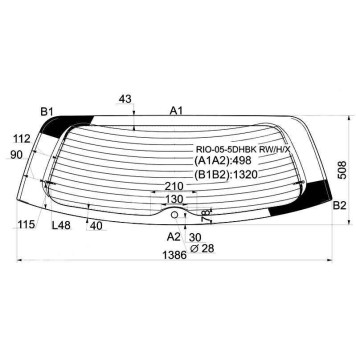 Стекло заднее (крышка багажника) с обогревом KIA RIO II / (NEW PRIDE) 5D HBK 2005- <b>XYG RIO-05-5DHBK RW/H/X</b>