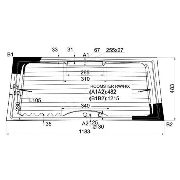 Стекло заднее (крышка багажника) с обогревом SKODA ROOMSTER 2006- <b>XYG ROOMSTER RW/H/X</b>