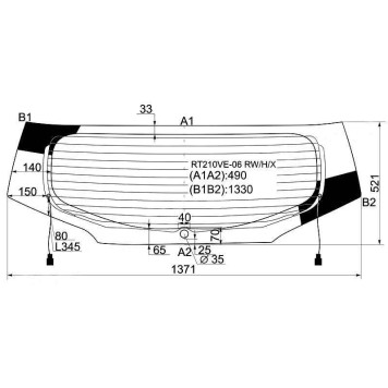 Стекло заднее (крышка багажника) с обогревом TOYOTA CALDINA 05-07 <b>XYG RT210VE-06 RW/H/X</b>