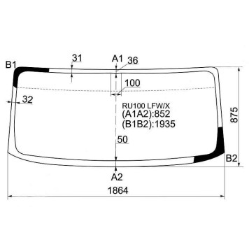 Стекло лобовое в клей TOYOTA DYNA / HINO 300 WIDE CAB 11- (7.5 тонн) <b>XYG RU100 LFW/X</b>