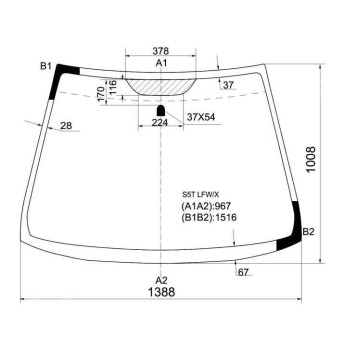 Стекло лобовое в клей HONDA CIVIC 01-05 3D HBK <b>XYG S5T LFW/X</b>