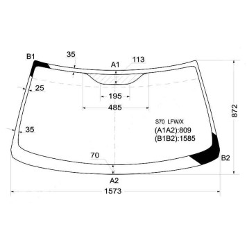 Стекло лобовое в клей VOLVO S70 / V70 97-2000 <b>XYG S70 LFW/X</b>