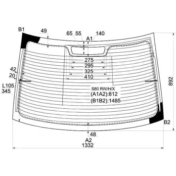 Стекло заднее с обогревом VOLVO S80 4D SED 99-06 <b>XYG S80 RW/H/X</b>