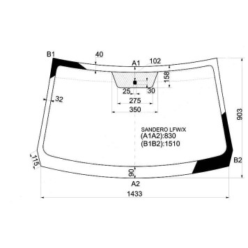 Стекло лобовое в клей RENAULT SANDERO 5D HBK 08- / RENAULT DUSTER SUV 10- <b>XYG SANDERO LFW/X</b>