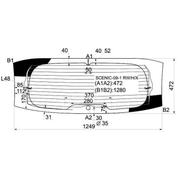 Стекло заднее (крышка багажника) с обогревом в клей RENAULT GRAND SCENIC 09-16 <b>XYG SCENIC-09-1 RW/H/X</b>