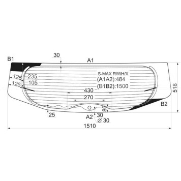 Стекло заднее (крышка багажника) с обогревом в клей FORD S-MAX 06-15 <b>XYG S-MAX RW/H/X</b>