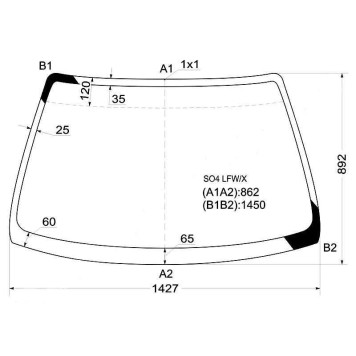 Стекло лобовое в клей HONDA CIVIC / INTEGRA SJ 95-00 4D / DOMANI MB# 97-00 / ORTHIA / PARTNER / ISUZU GEMINI <b>XYG SO4 LFW/X</b>