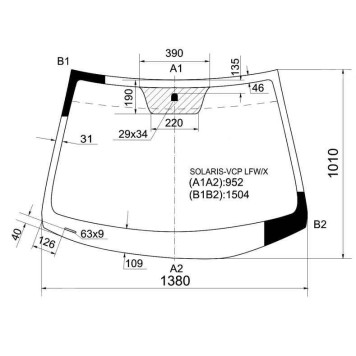 Стекло лобовое в клей HYUNDAI SOLARIS / ACCENT / KIA RIO 10- 4 / 5D <b>XYG SOLARIS-VCP LFW/X</b>