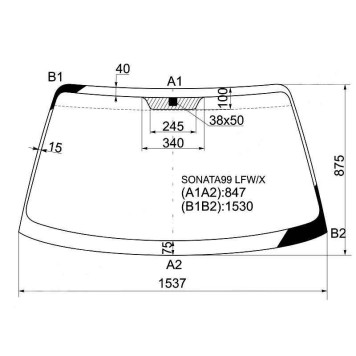 Стекло лобовое в клей HYUNDAI SONATA IV 99-04 / TAGAZ 04- / KIA OPTIMA / MAGENTIS 00-05 <b>XYG SONATA99 LFW/X</b>