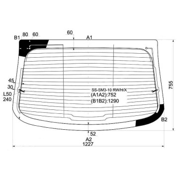 Стекло заднее с обогревом в клей RENAULT FLUENCE 10-17 <b>XYG SS-SM3-10 RW/H/X</b>