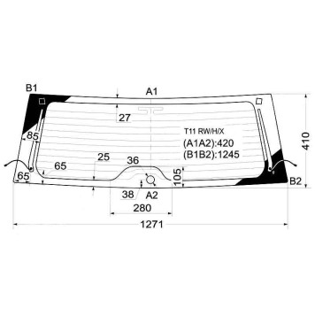 Стекло заднее с обогревом CHERY TIGGO 05-13 <b>XYG T11 RW/H/X</b>