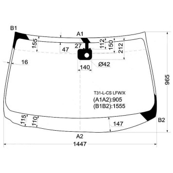 Стекло лобовое в клей NISSAN X-TRAIL 07- <b>XYG T31-L-CS LFW/X</b>