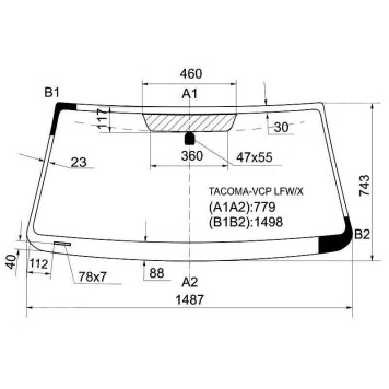 Стекло лобовое в клей TOYOTA TACOMA 2D / 4D 05- <b>XYG TACOMA-VCP LFW/X</b>