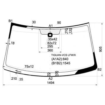 Стекло лобовое в клей VOLKSWAGEN TIGUAN 2007- <b>XYG TIGUAN-VCS LFW/X</b>