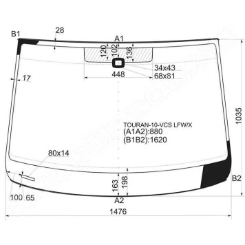 Стекло лобовое в клей VOLKSWAGEN TOURAN II MPV 2010- <b>XYG TOURAN-10-VCS LFW/X</b>