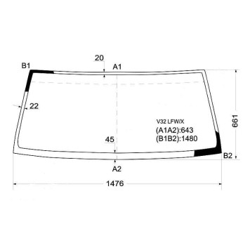 Стекло лобовое в клей MITSUBISHI PAJERO II 2 / 4-DOOR 91-99 <b>XYG V32 LFW/X</b>