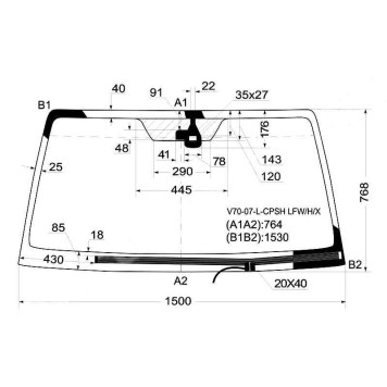 Стекло лобовое с обогревом щеток в клей MITSUBISHI PAJERO 07- 3 / 5D <b>XYG V70-07-L-CPSH LFW/H/X</b>