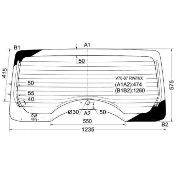 Стекло заднее (крышка багажника) с обогревом MITSUBISHI PAJERO 3 / 5-DOOR JEEP 2007- <b>XYG V70-07 RW/H/X</b>
