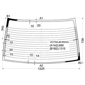 Стекло заднее с обогревом OPEL VECTRA 4D SEDAN 88- <b>XYG VECTRA-88 RW/H/X</b>